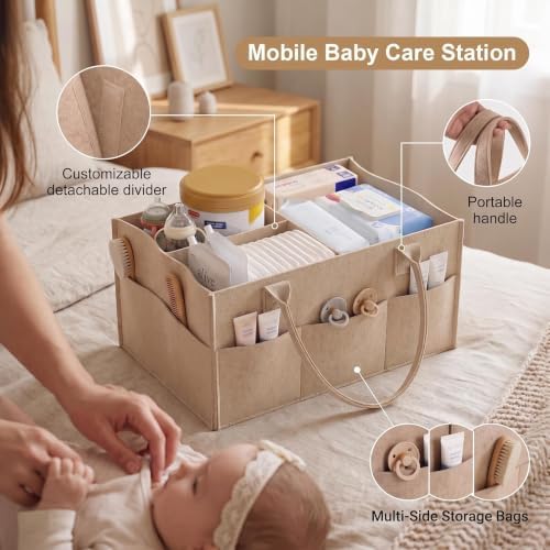 3 Tier Baby Diaper Caddy Organizer Cart with Detachable Dividers and Wheels - Image 2