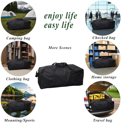 102L Extra Large Duffle Bag with Side Zipper, Heavy Duty 600D Waterproof Moving Bag for Travel & Camping, Foldable Cargo Luggage for Sports Gear with Lockable Zippers(102L) - Image 5