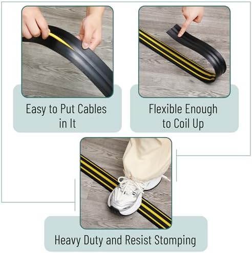 Bates Floor Cord Protector, 6ft Extension Cord Cover, Black & Yellow - Image 5