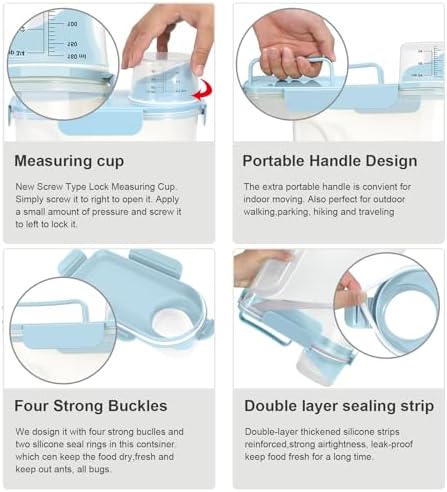 Airtight Rice Container 5-10Lbs, 5Qt Flour Storage Bin BPA-free-Sky blue - Image 4