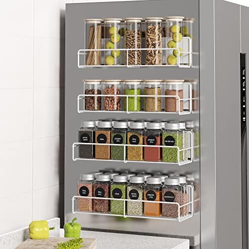 Mystozer Metal Magnetic Spice Rack for Refrigerator White, 4 Pack by Mystozer