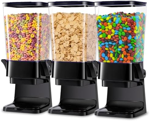Cereal Dispenser Countertop with Lids, 5L Organization and Storage Containers for Kitchen and pantry, Rice Dispenser for food, Cereal, Beans, Nuts, Snack,Oatmeal, Dog Food, Bird Seed, Black, 3Pc by ZeadesignNewProductNewLife