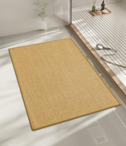 chakme Bathroom Rugs Mat 24x17, Ultra Thin Non Slip Bath Mat Small Quick Dry Absorbent Bath Mat for Bathroom Floor, (Yellow, 24"x17") by CHAKME