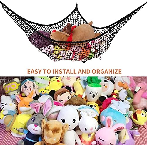 Stuffed Animal Hammock, Toy Hammock Storage Net, LXUNYI Mesh Toy Net Holder Jumbo Wall Corner Giant Baby Kids Children Stuff animals Hammocks Net Organizer for Bedroom (Black, 84 inch) - Image 6