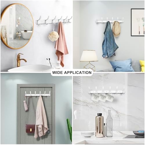 Coat Rack Wall Mounted,6 Coat Hooks for Hanging Coats,Heavy Duty Metal Double Hook Rack Hook Rail,Coat Rack with Hooks,Wall Mount Coat Hanger for Hat Towel Purse Robes (2 Pack White, 6 Hooks) - Image 4