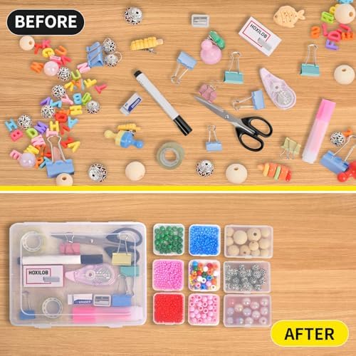 46Pcs Bead Organizer Set, Premium Small and Medium Clear Plastic Storage Boxes for Jewelry Making Crafts Screws Seeds DIY Bracelets Diamond Small Parts, Stackable Containers with Hinged Lid and Labels - Image 4