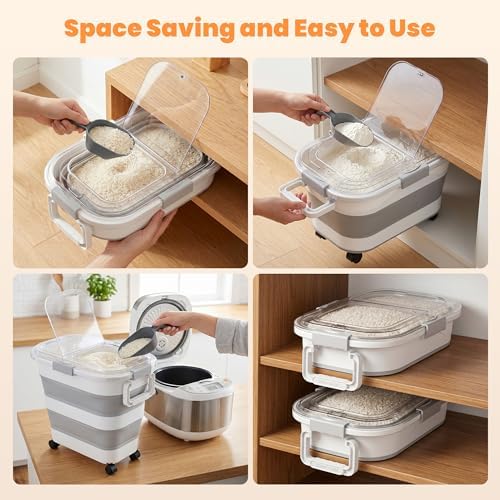 30 Lbs Rice Container, Collapsible Dog Food Storage Container - Image 6