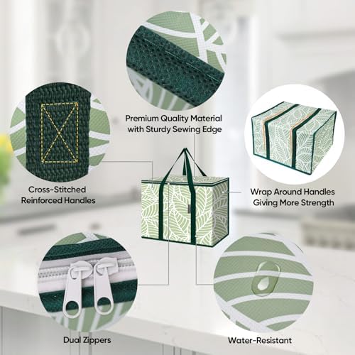 BALEINE Insulated Reusable Grocery Bags with Zippered Top, Large Cooler Bag - Image 3