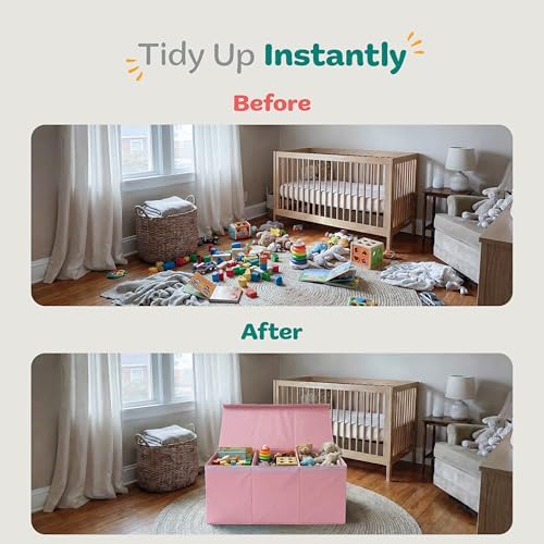 SoftOwl Extra Large Toy Storage Organizer with Lid - Sturdy, Collapsible Toy Chest Storage Box Design - Toys Bin with Dividers for Kids, Nursery, Bedroom, Playroom 37"x16"x14" - Image 6