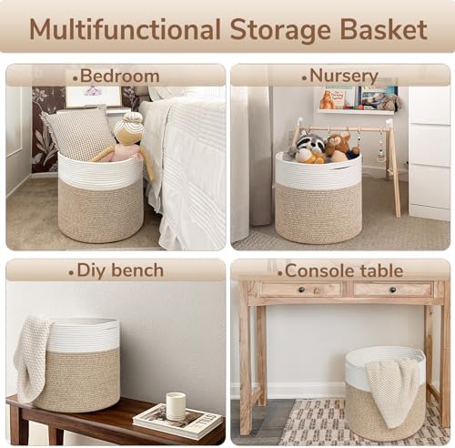 Goodpick Woven Rope Basket for Blankets Fit Nursery & Living Room, 45L - Image 4