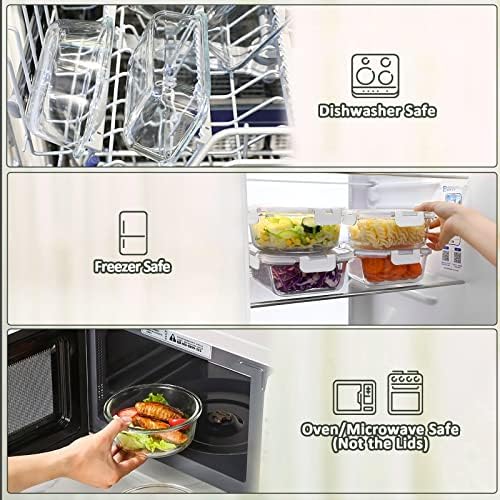 M MCIRCO 10 Pack,22 oz Glass Food Storage Containers with lids, White - Image 4