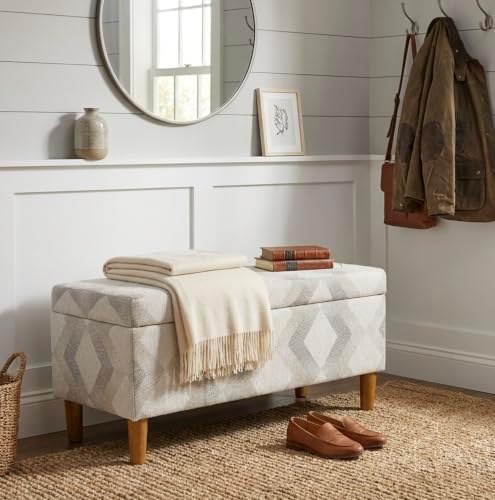 HomePop Malmo 36" Storage Bench - Natural Woven Geo - Image 2