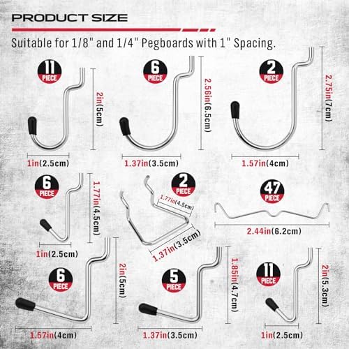 Ultimate 121-Piece Pegboard Hooks Set, Pegboard Accessories with Metal Hooks, Durable Peg Board Organizer Accessories, Pegboard Bins, Peg Board Tool Utility Hooks - Image 4
