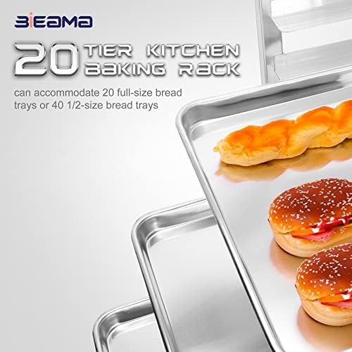 BIEAMA 20-Tier Aluminum Sheet Pan Rack, NSF Full Size Bun Pan Rack - Image 5