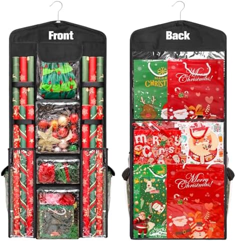 AHIER Hanging Gift Bag Wrapping Paper Organizer Storage, 40"x17" by Ahier