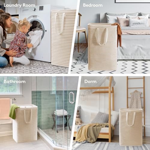Lifewit 80L Large Laundry Baskets, Laundry Hampers Bags, 1 Pack, Beige - Image 6