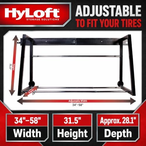 HyLoft 01000 Heavy Duty Adjustable Garage Wall Multi-Tire Rack Storage, Black - Image 4