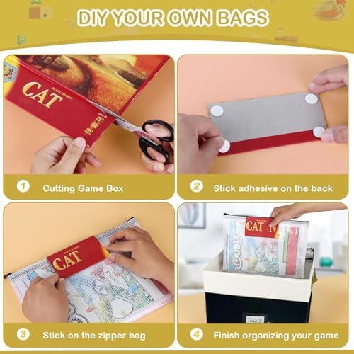 Board Game Storage, Board Game Organizer with 12pcs Zipper Bags and Writable Stickers, Board Organizers Storage with Lid for Office Supplies, Puzzles, Video Game, Craft Product - Image 5