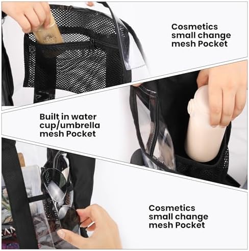 BORMELUN Large Clear Bag Tote for Work Concerts Stadium approved Heavy duty Transparent See Through Purse with mesh pockets - Image 2