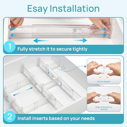 Vtopmart 2.36" Drawer Dividers with Expandable Inserts, 12.8"-22.3", 8 Pack - Image 6