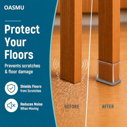 OASMU 32 Pcs Chair Leg Floor Protectors for Hardwood Floors Rectangular - Image 2