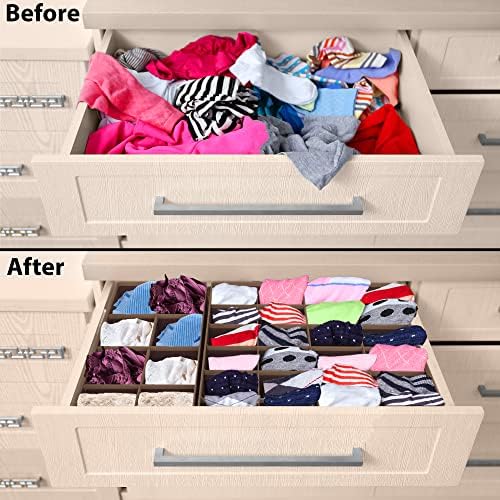 Simple Houseware 4-Pack Drawer Organizer Set for Underwear/Socks/Bra, Brown - Image 3