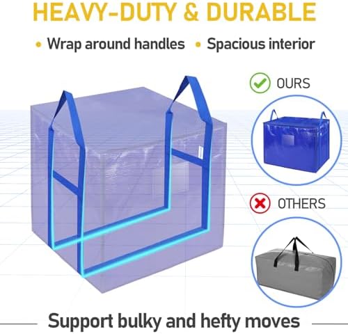 TICONN 4 Pack Extra Large Moving Bags with Zippers & Carrying Handles, Heavy-Duty Storage Tote Moving Boxes for Space Saving (4 PK, 75 Gallon) - Image 3