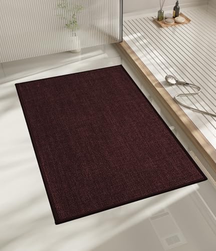 chakme Bathroom Rugs Mat 24x17, Ultra Thin Non Slip Bath Mat Small Quick Dry Absorbent Bath Mat for Bathroom Floor, (Dark Purple, 24"x17") by CHAKME