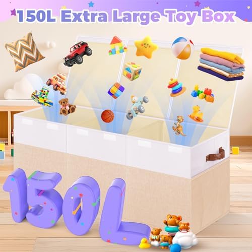 Extra Large Toy Storage Box with Lid, Collapsible Toy Chest, 40"x14"x16" - Image 2