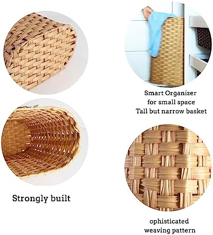 PEMAR Wicker Umbrella Holder, Hand Woven Umbrella Stand Basket Decorative Cane Holder Rack for Home, Entryway Multipurpose Narrow Tall Basket (Natural) - Image 3