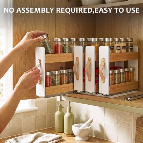 Yookeer Bamboo Pull Out Spice Rack for Cabinet, 11.8" W,4 Drawers - Image 3