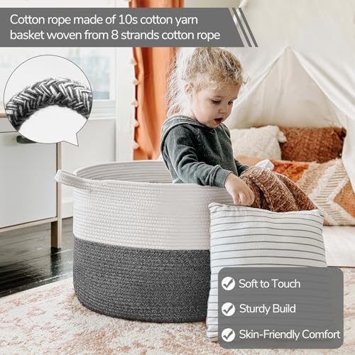 INDRESSME XXXLarge Woven Rope Blanket Basket Living Room, 90L - Image 2