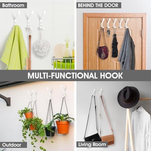 GlazieVault Coat Hooks – Door Hooks (5 Pack) -Heavy Duty Wall Mounted - Premium Design Rust Free Hooks - Image 5