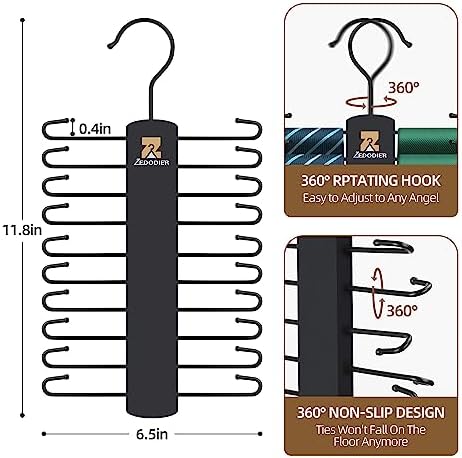 ZEDODIER 2 Pack Tie Hanger, Tie Organizer for Closet, Holds 40 Ties - Image 3