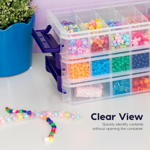 IRIS USA 2 Qt. Bead Organizer Storage Bins |Made in USA| - Clear/Violet - Image 6