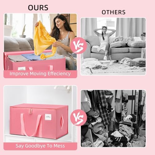 Moving Bags Heavy Duty Bubblegum Pink – Large Packing Bags for Moving, Extra Large Storage Totes with Zippers and Handles - Image 3
