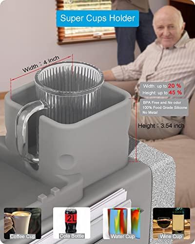 Couch Cup Holder Tray, VIENFUT Silicone Anti-Slip Sofa Armrest Tray with Side Pockets, BPA-Free Anti-Spill Couch Drink Holder for YETI, Remote, Snacks, Cellphone and iPad, Ideal Gift (Peach) - Image 6