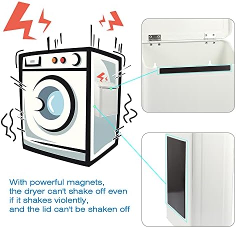Picowe Magnetic Laundry Storage, Large Metal Lint Holder Bin with Lid for Laundry Room, Space-Saving Trash Container Hanging on Dryer, Washer or Wall Mount Trash Bin (White) - Image 3