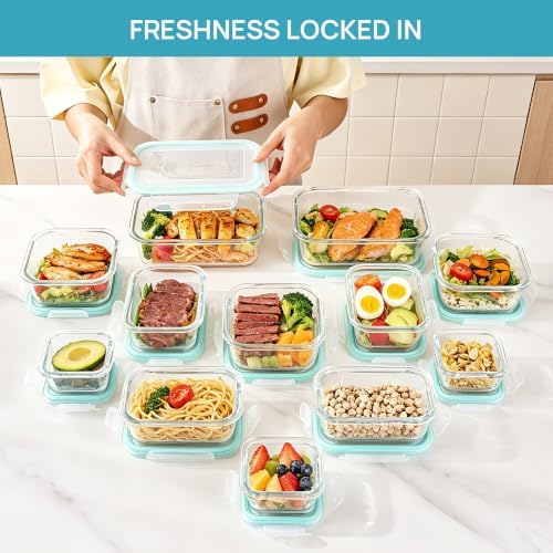 Vtopmart 12 Pack Glass Food Storage Containers with Lids Green - Image 4
