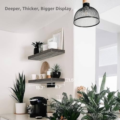 QEEIG Bathroom Floating Shelves for Wall (Grey, Set of 2, 15.7") - Image 3