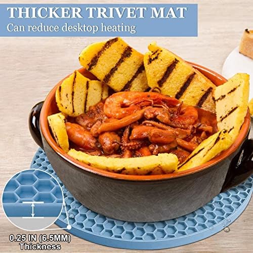 Silicone Trivet Mats - Walfos Heat Resistant Pot Holders Set, 4pcs 2 Sizes 7 Inch & 9 Inch, Multipurpose Non-Slip Hot Pads for Hot Pot, Hot Dishers, Jar Opener, Food Grade & BPA Free (Nordic Blue) - Image 3