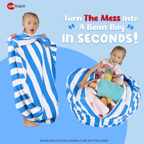 Wekapo Stuffed Animal Storage Bean Bag Chair Cover for Kids - Image 3