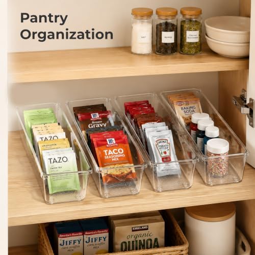 LotFancy 8 Pack Clear Plastic Drawer Organizer Bins, Small Item Organizers - Image 3