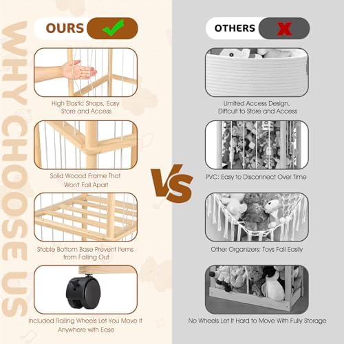 DIY Stuffed Animal Storage Kit, Adjustable 1–4 Tier Stuffed Animal Organizer with Wheels, Large Plushies Storage for Playroom, Bedroom & Nursery, Designed for Growing Toy Collections - Image 4