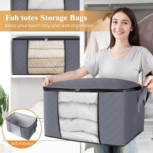 Fab totes 6 Pack Storage Bags for Clothes Blanket Storage Bins with Lids - Image 5