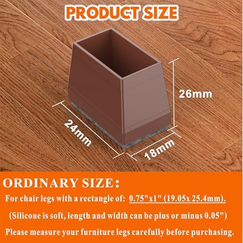 Rectangle Chair Leg Protectors for Hardwood Floors,(Brown,0.75 x 1) - Image 2