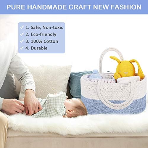 ABenkle Baby Diaper Caddy Organizer, Cotton Rope Nursery Storage Basket - Image 2
