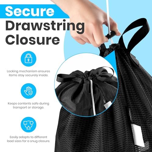 Handy Laundry Mesh XL Laundry Bag 24"x36" with Shoulder Strap, Black - Image 3
