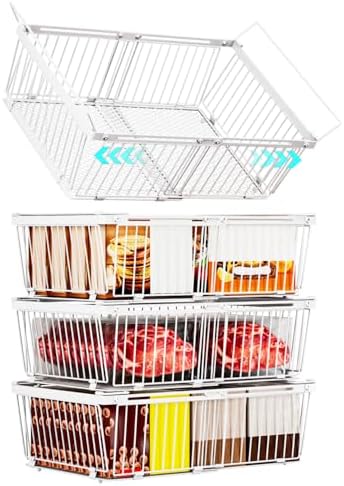 Large Freezer Organizer Bins for 10 to 20 Cu.Ft,4 Pack , Leak-Proof Bottom by ANJUBAN