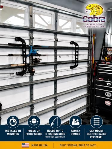Cobra Storage Garage Door Storage Rack - 21" Black ABS Plastic Fishing Rod Holder - Ultimate Garage Organization for Fishing Gear and Equipment, Saltwater Fishing Gear (1 Pack) - Image 3